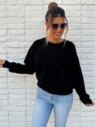 super soft cozy ribbed black pullover