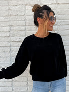 super soft cozy ribbed black pullover