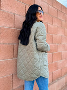 soft sage green quilted oversized jacket
