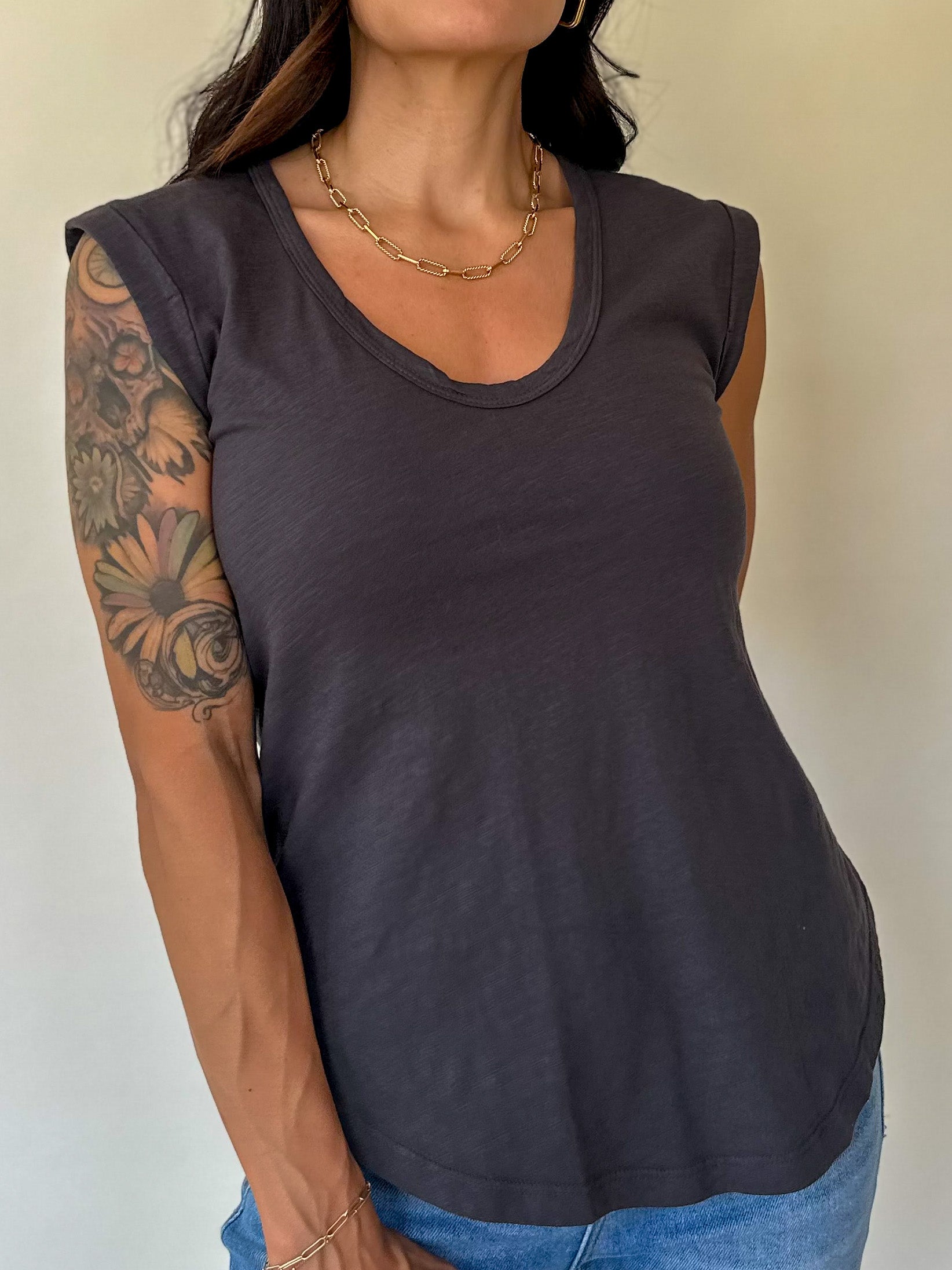 basic relaxed fit tank top charcoal