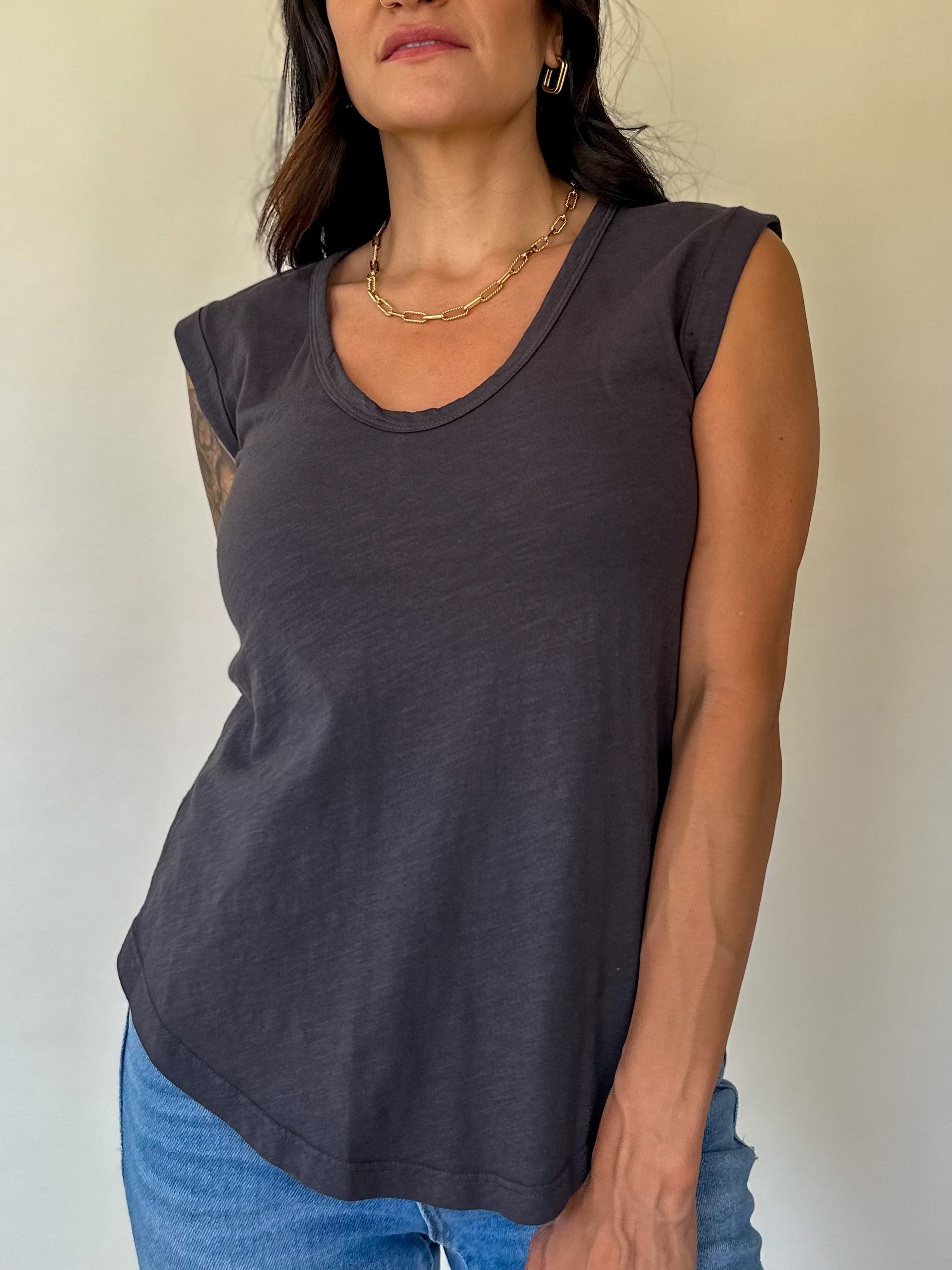 basic relaxed fit tank top charcoal