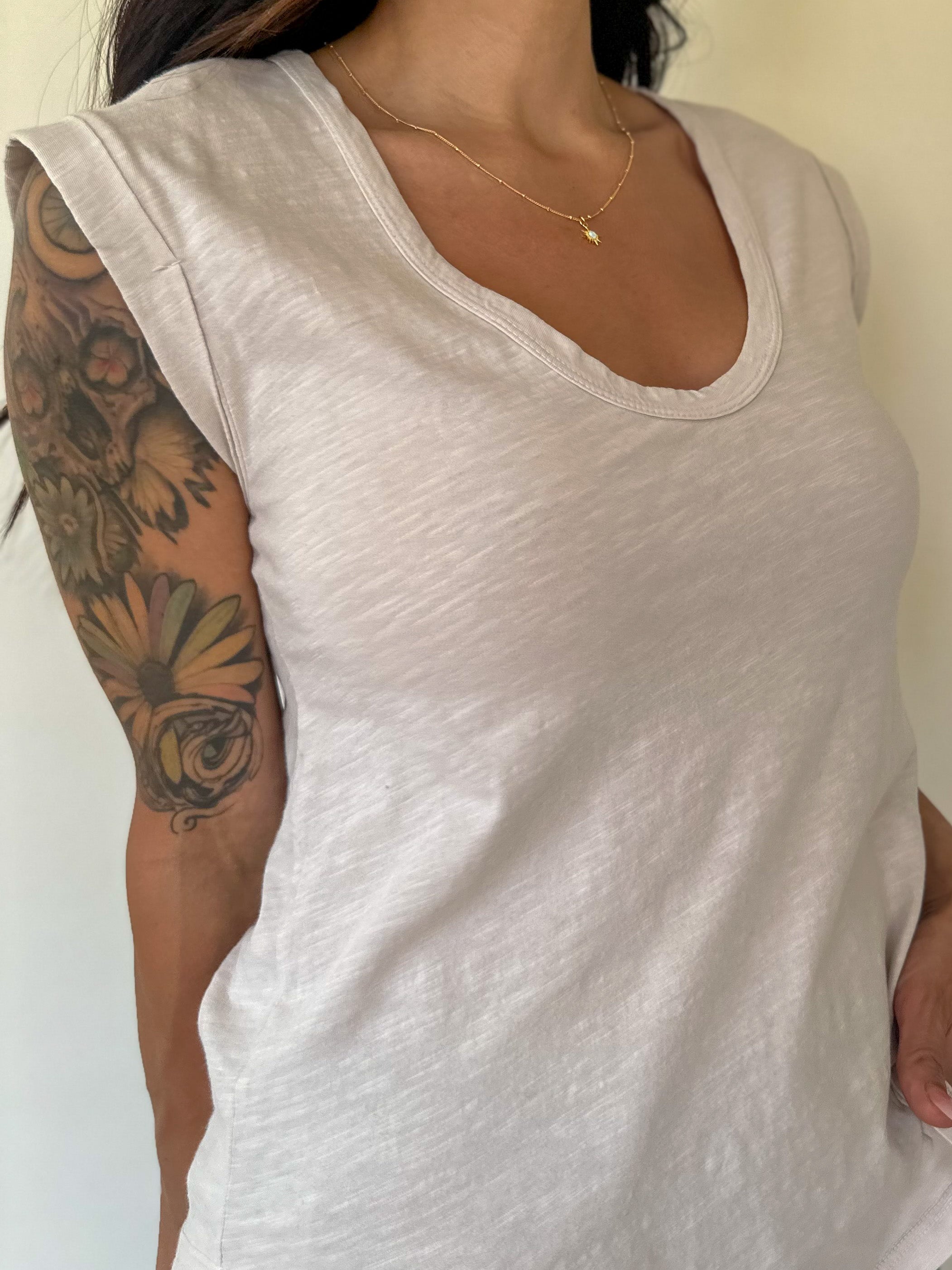 basic relaxed fit tank top ivory beige off white