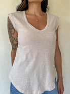 basic relaxed fit tank top ivory beige off white