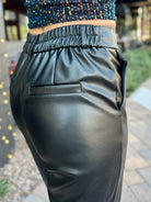 straight leather wide leg crop leather pants