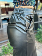 straight leather wide leg crop leather pants