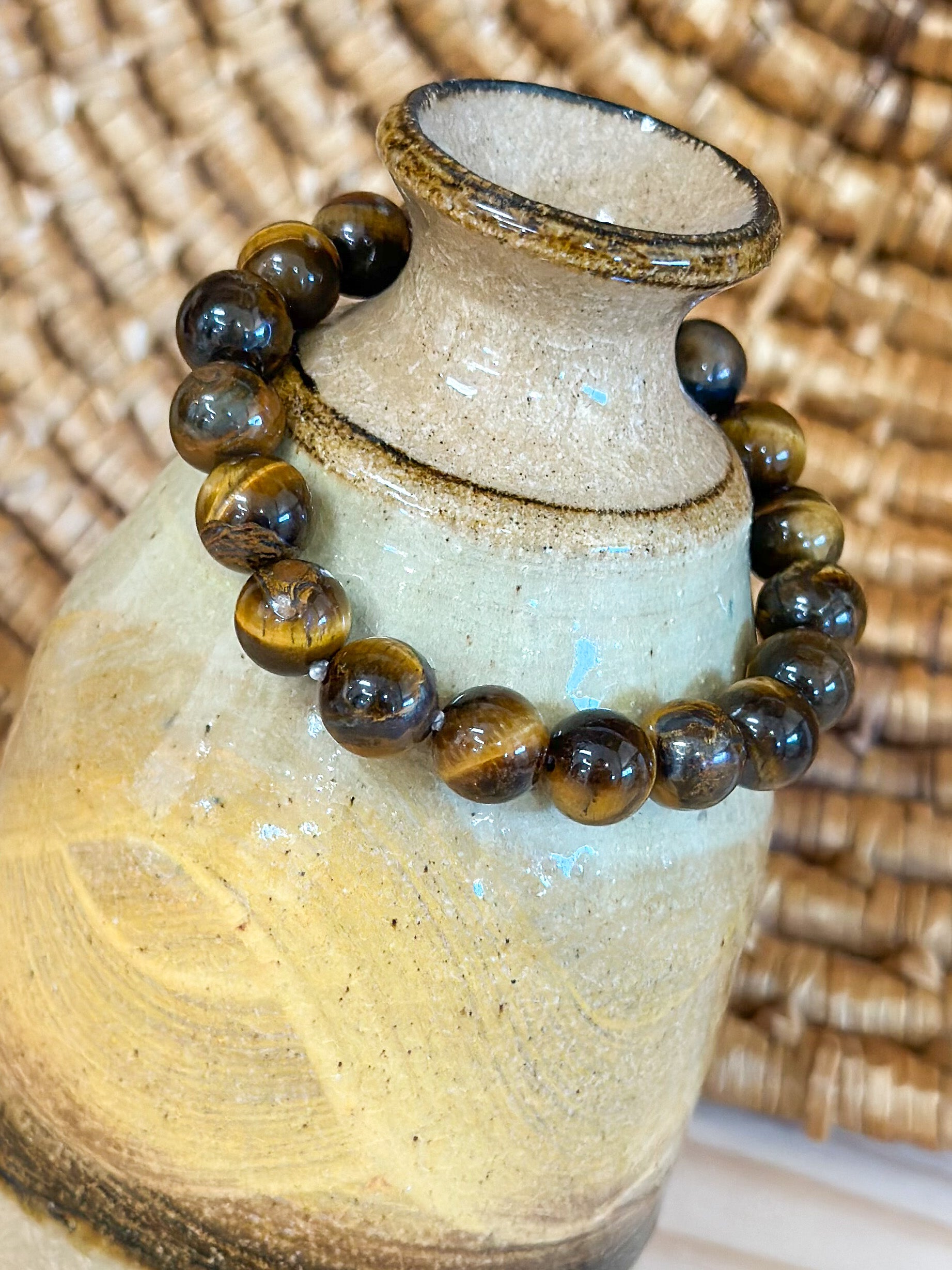 tiger eye elastic stackable bead bracelet