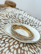 Iridescent tennis diamond Stretch Bracelet Stack