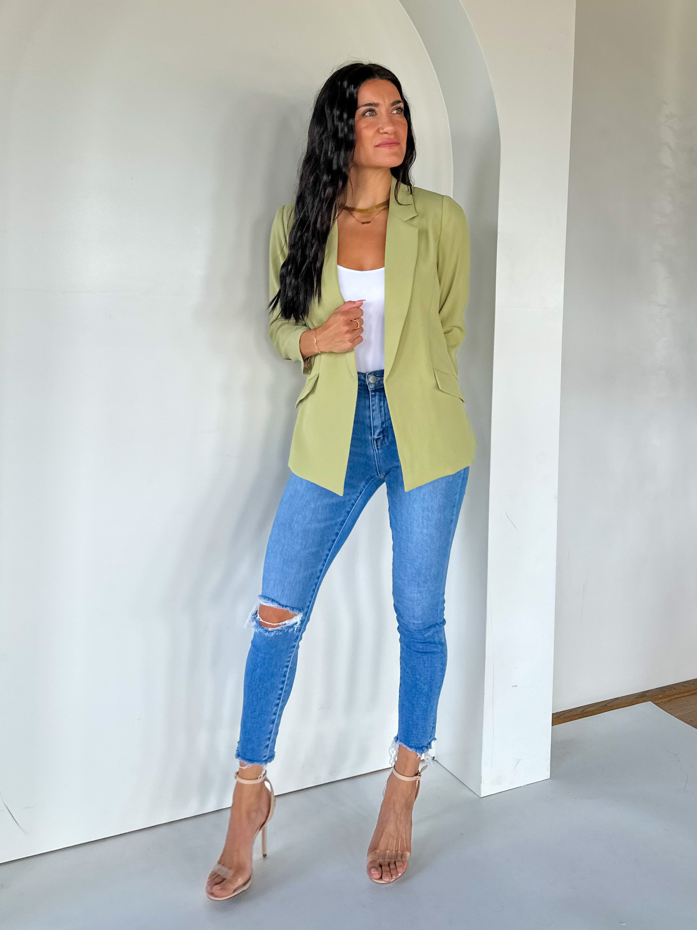 olive moss sage green slim fit blazer