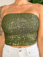 sequin strapless top