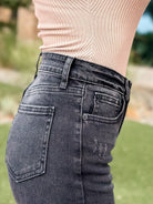 black washed straight high rise jeans