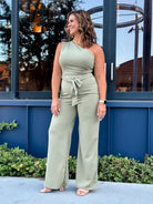 sage green jumpsuit, sexy, comfortable, night out, wedding