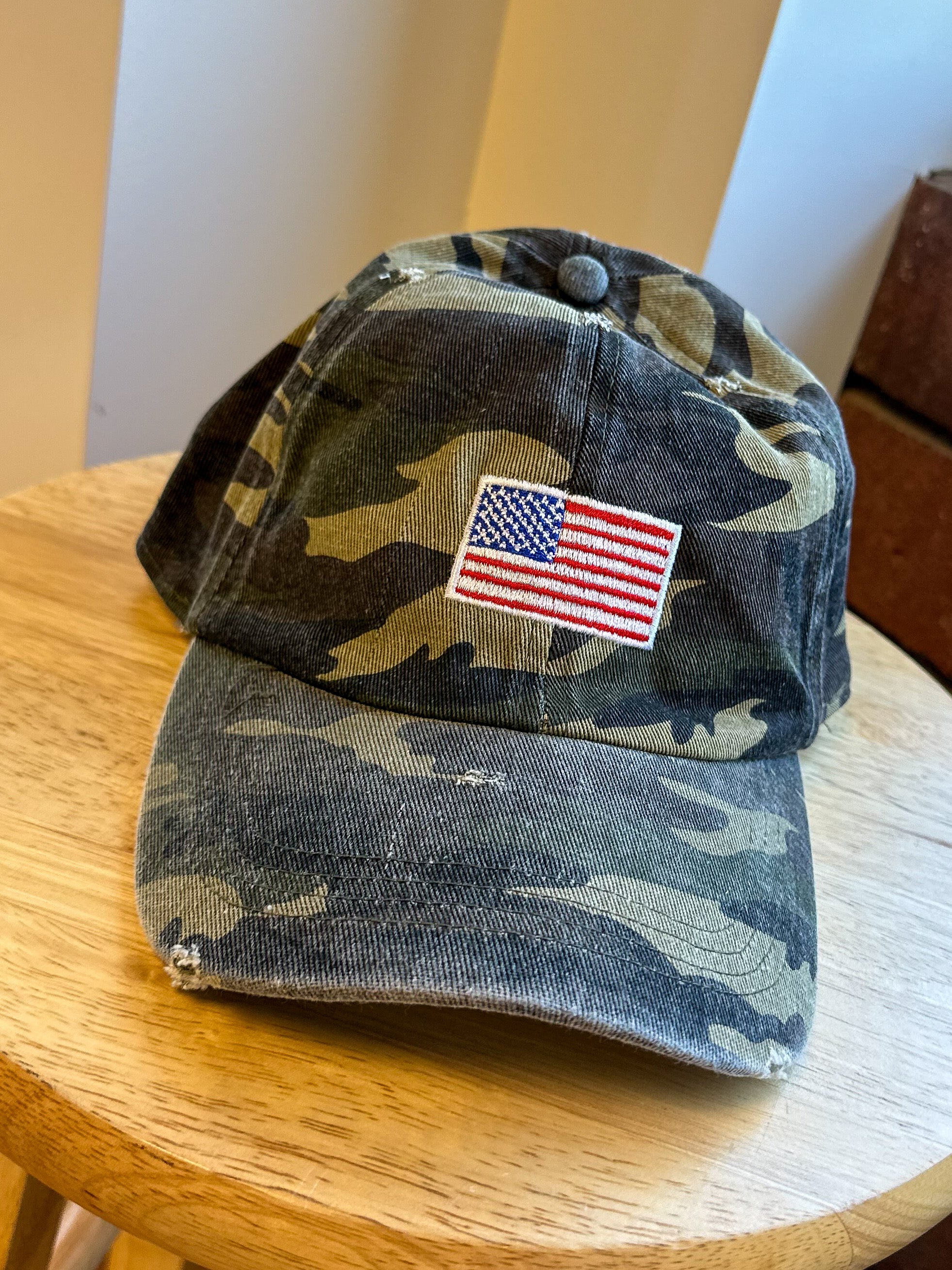 Embroidery usa american flag camo womens hat