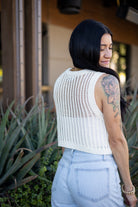 ivory white crochet open stitch tank top