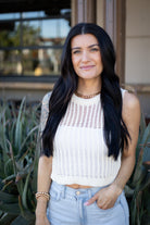 ivory white crochet open stitch tank top