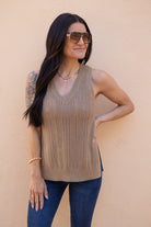 mocha tan neutral knit tank top