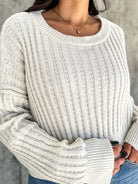 Women's basic soft ivory ribbed knit crop sweater