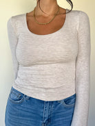 womens oat buttery soft scoop neck long sleeve top