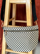 Pretty simple black checkered woven westlyn bum bag 