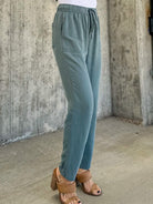 women's be cool spruce teal comfy soft tencel drawstring straight pants with pockets