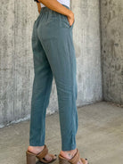 women's be cool spruce teal comfy soft tencel drawstring straight pants with pockets