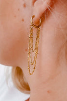 Gold drop down chain waterproof huggie earrings