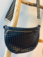 pretty simple black woven westyln bum bag