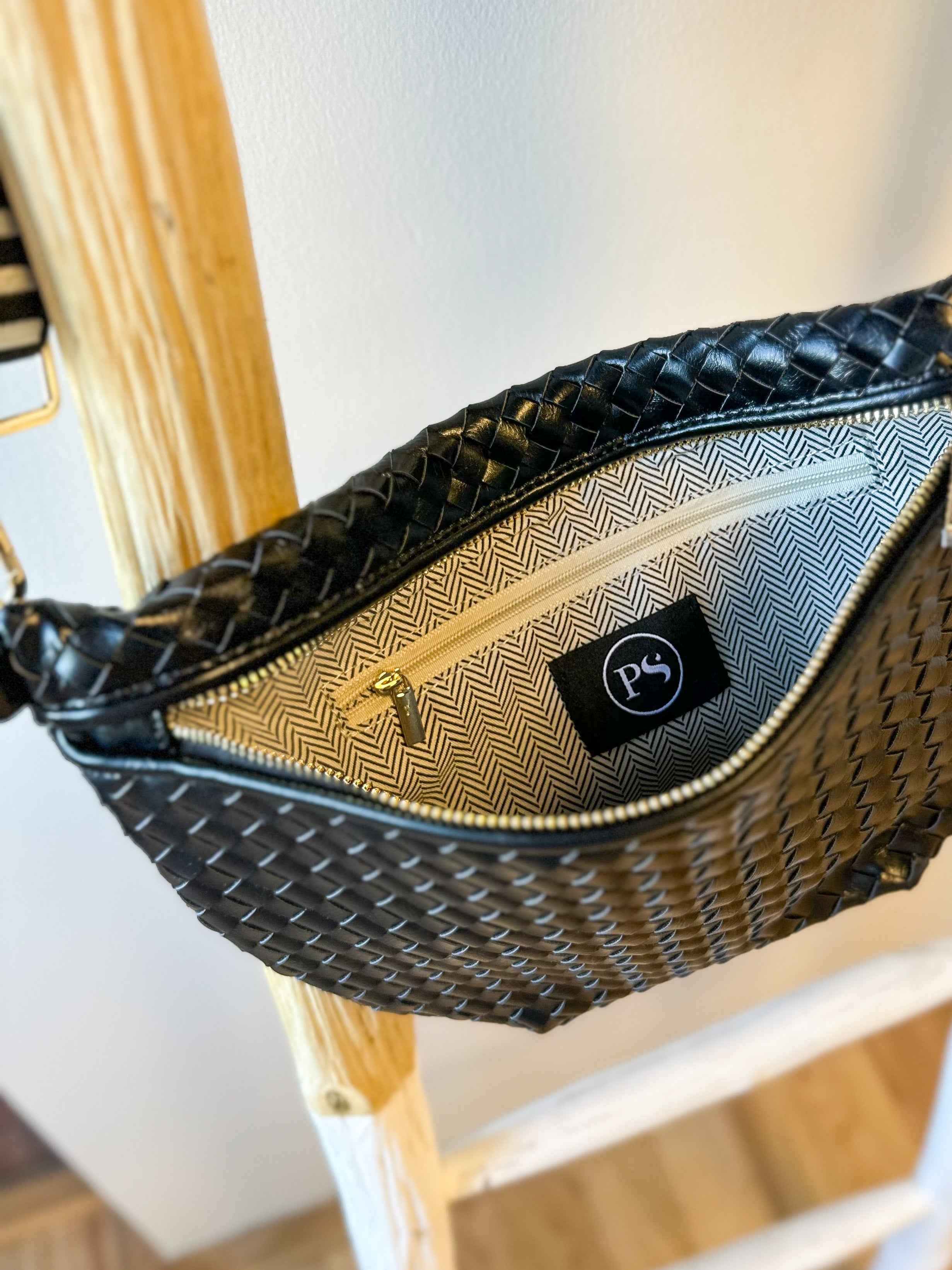 pretty simple black woven westyln bum bag