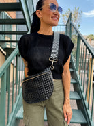 pretty simple black woven westyln bum bag