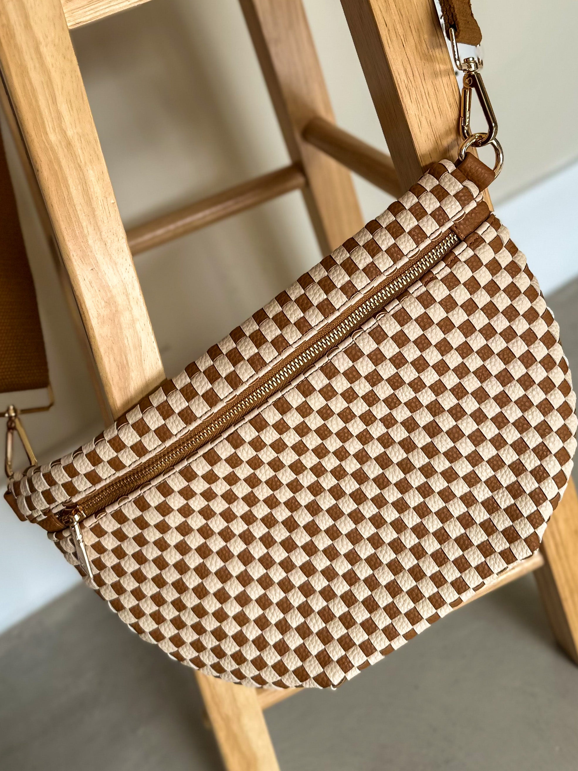 Store Brown Checkered Bum Bag