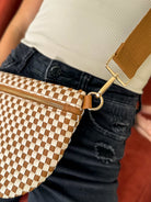 Pretty simple brown checkered woven westlyn bum bag 