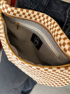 Pretty simple brown checkered woven westlyn bum bag 