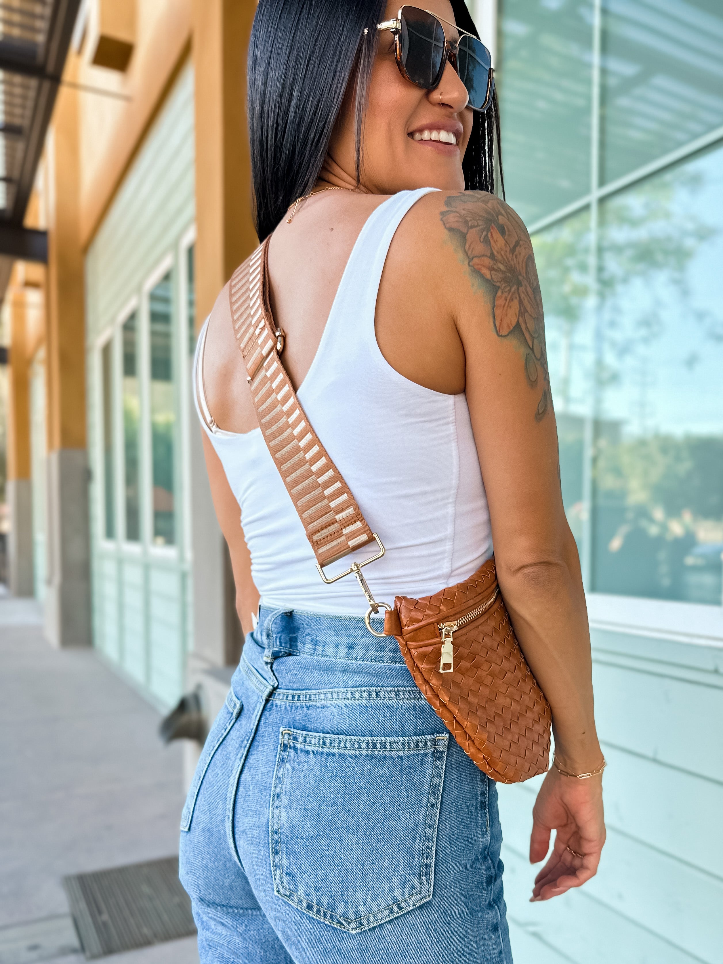 Pretty simple brown woven westlyn bum bag 