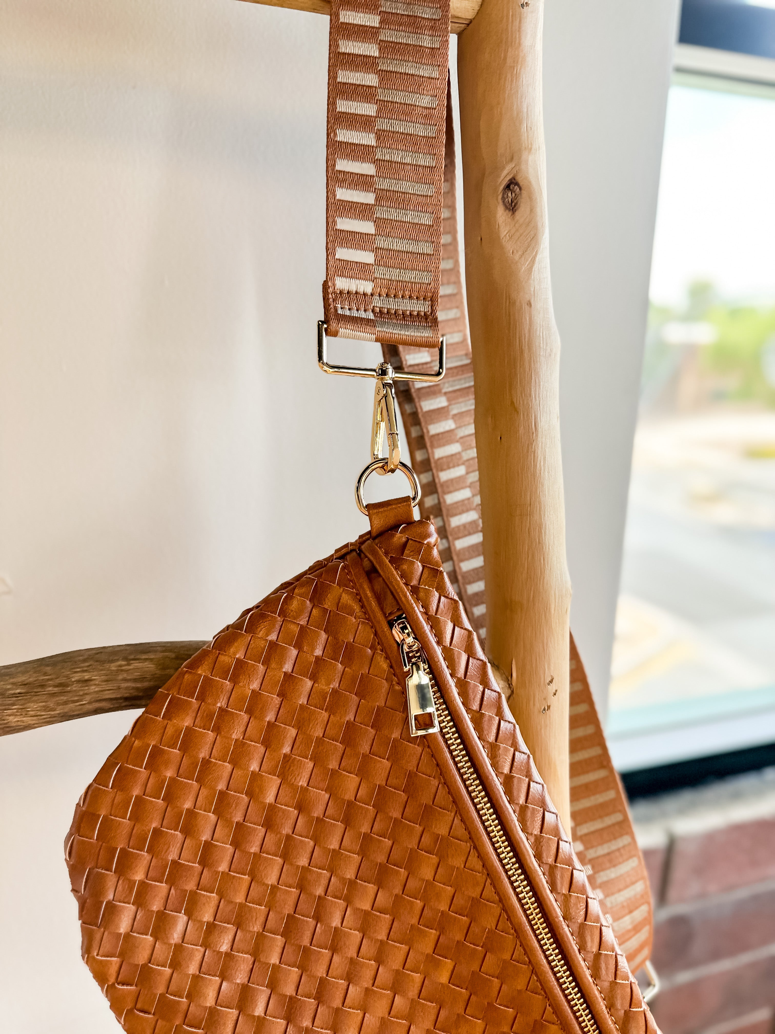 Woven Westlyn Crossbody Bag Camel Be Queen. Clothing