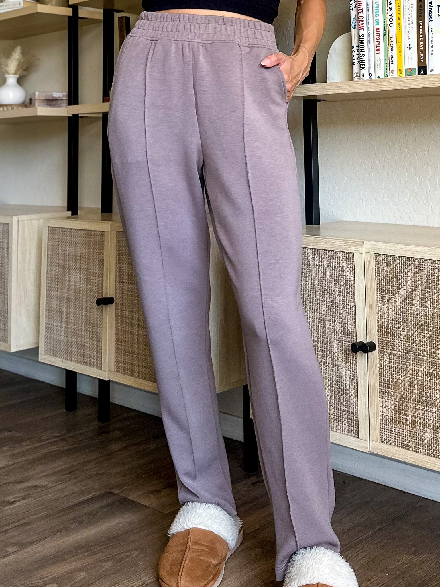 womens mocha high rise soft and comfortable straight leg sweatpants