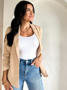 womens skies are blue slim fit tan beige nude blazer