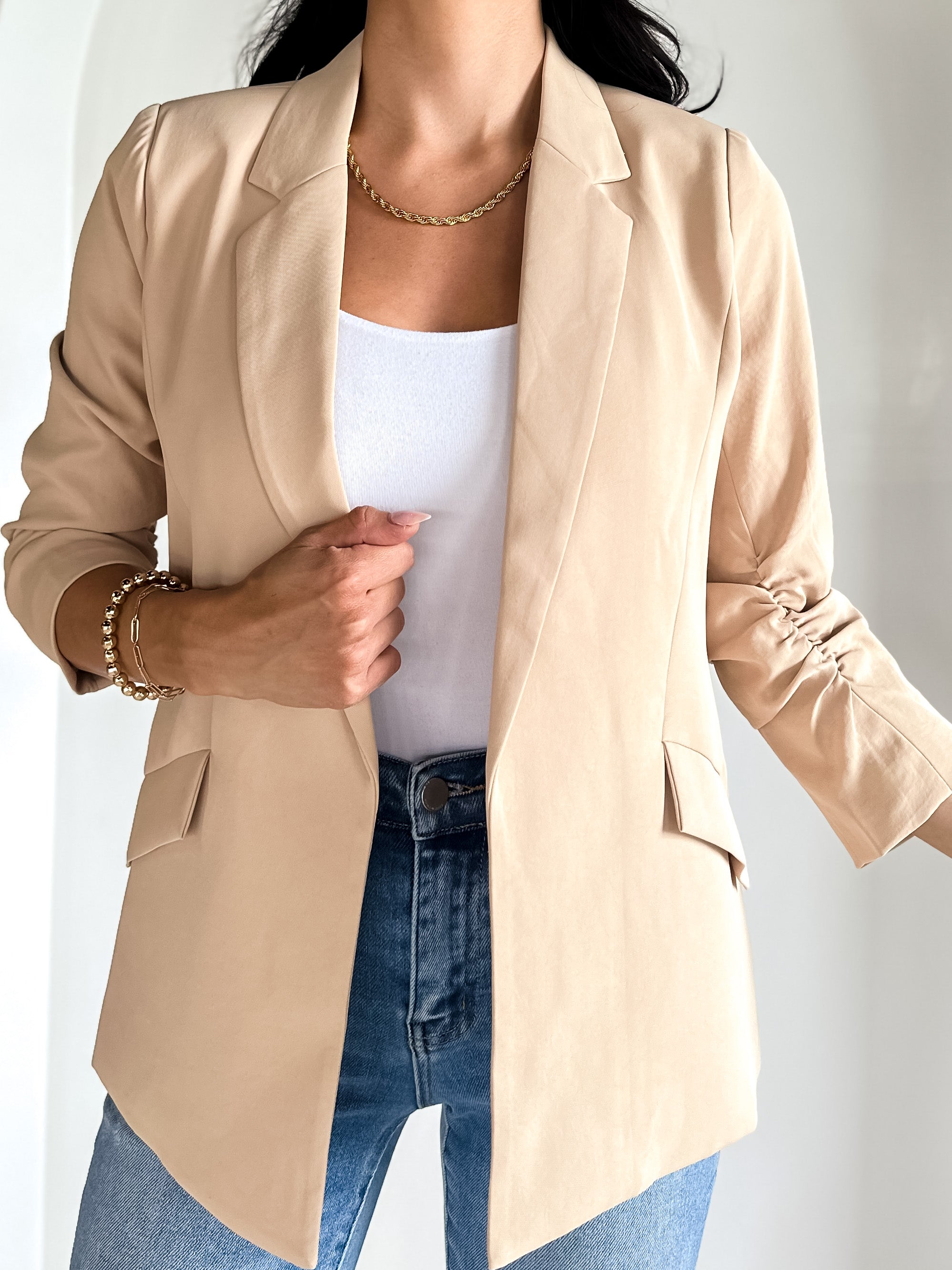 womens skies are blue slim fit tan beige nude blazer