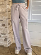 Womens cotton taupe/beige comfy drawstring cargo sweatpants