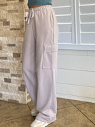 Womens cotton taupe/beige comfy drawstring cargo sweatpants