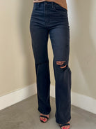 Womens vervet washed black soft and stretchy wide leg flare jeans