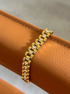 Water resistant gold chain watch bracelet with diamonds