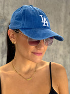 Women's bright royal blue LA adjustable cap