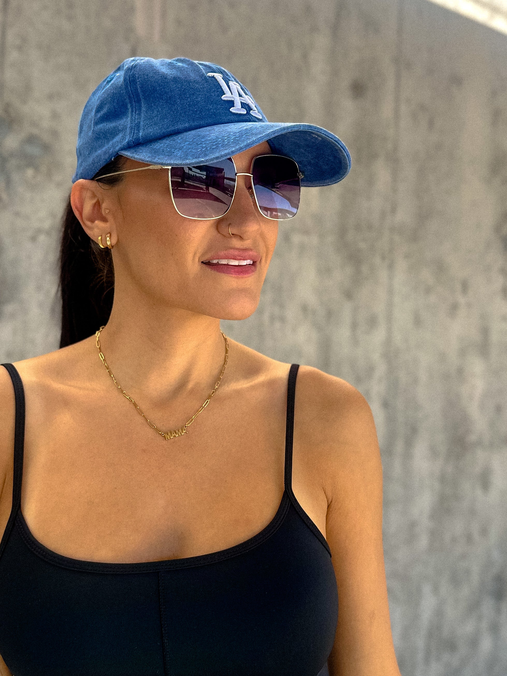 Women's bright royal blue LA adjustable cap